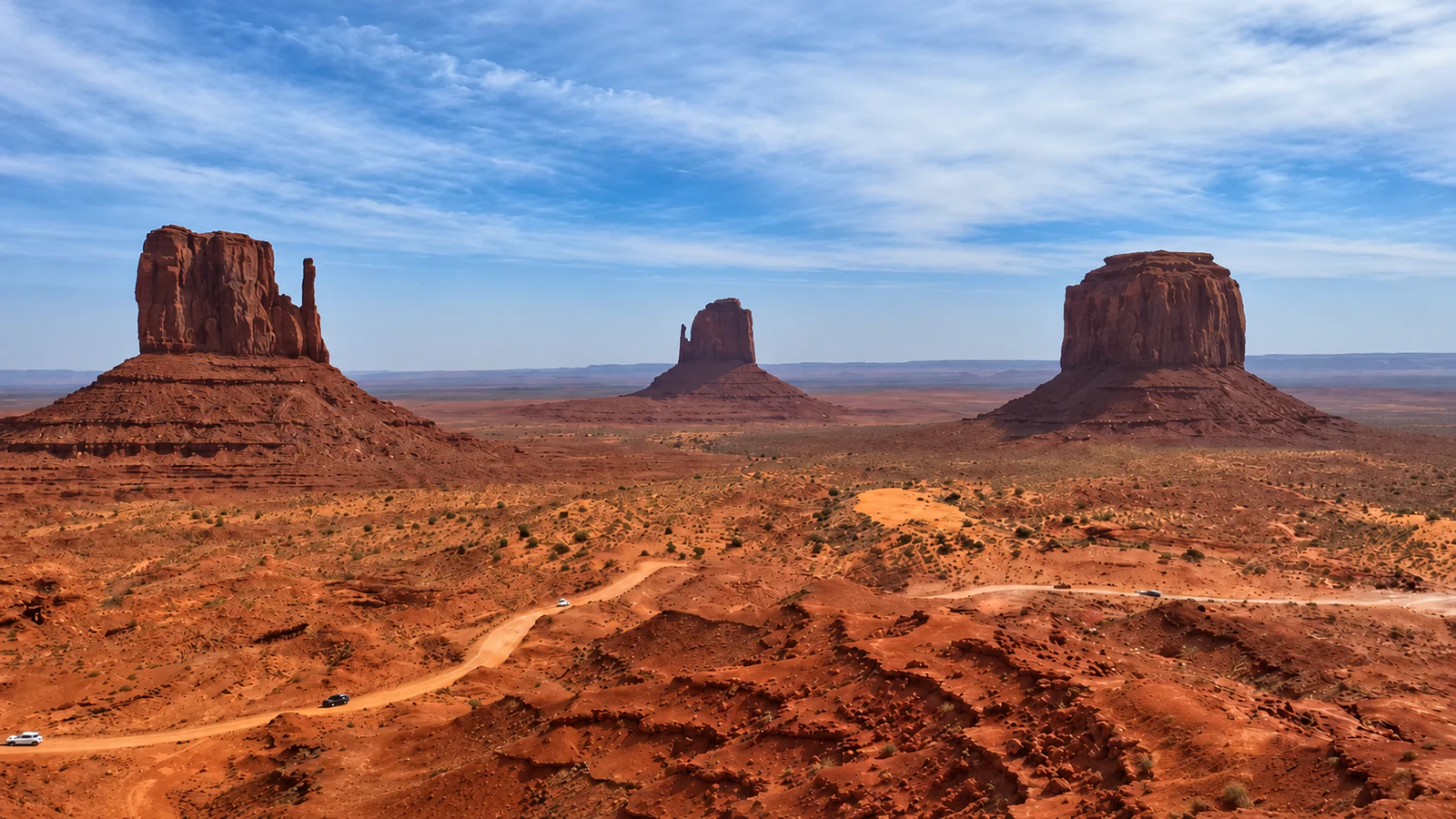 Monument Valley photographed from an elevated viewpoint
